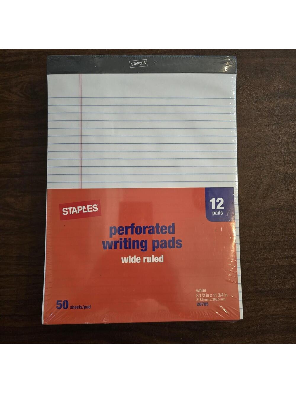 Legal-Ruled Canary Perforated Writing Pads, 12-Pk STAPLES 6Brand